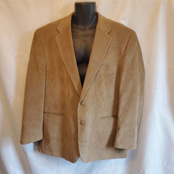 Chaps Corduroy Blazer Mens 46L Brown 2 Button Sport Coat Jacket Ralph Lauren - Picture 1 of 9